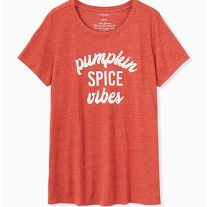 New Torrid Pumpkin Spice Vibes Slim Fit Crew Tee Size 2X